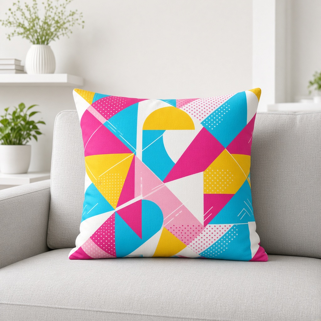 Cojín con estampado geométrico por sublimación